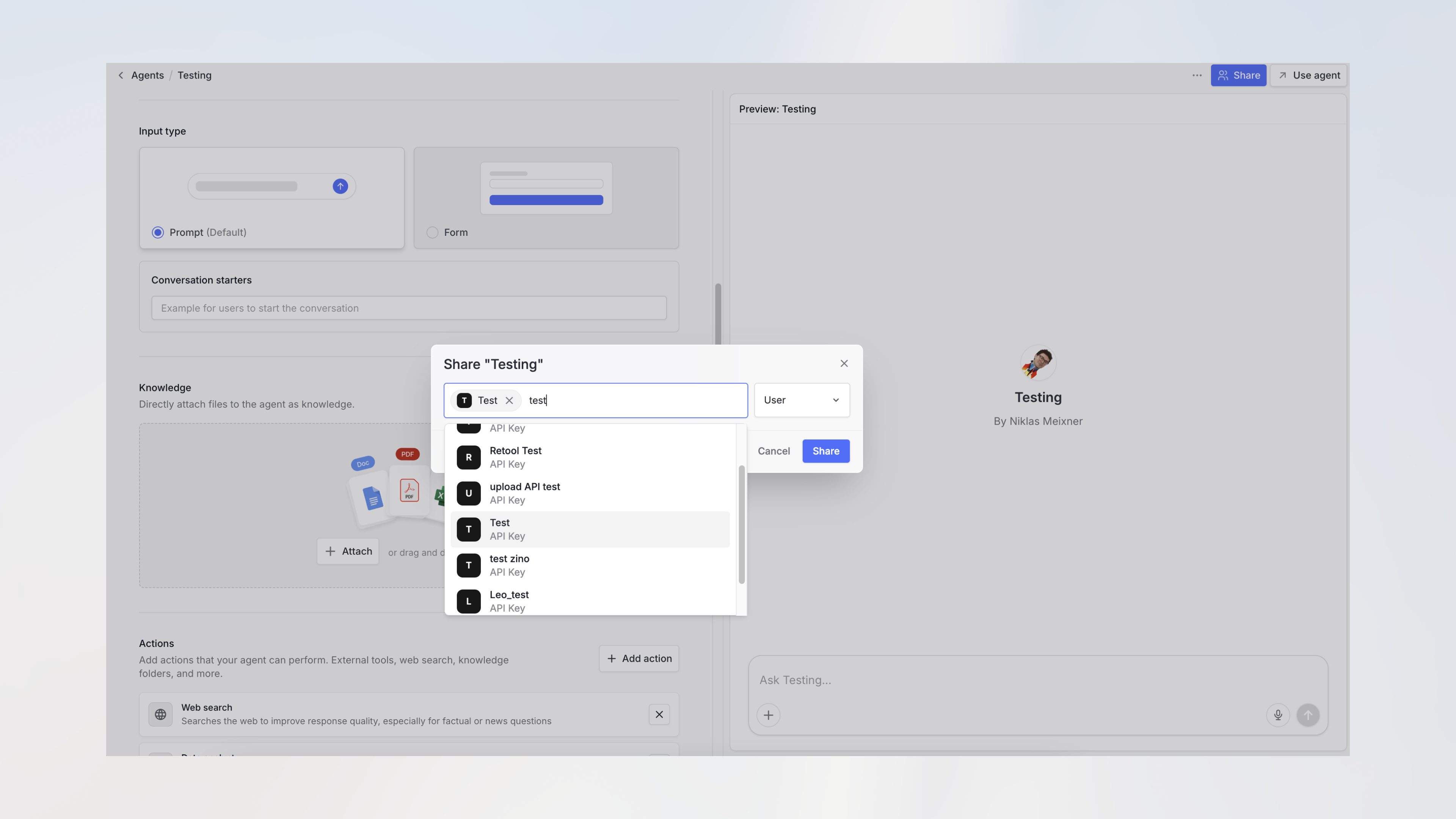 API-Schlüssel einladen