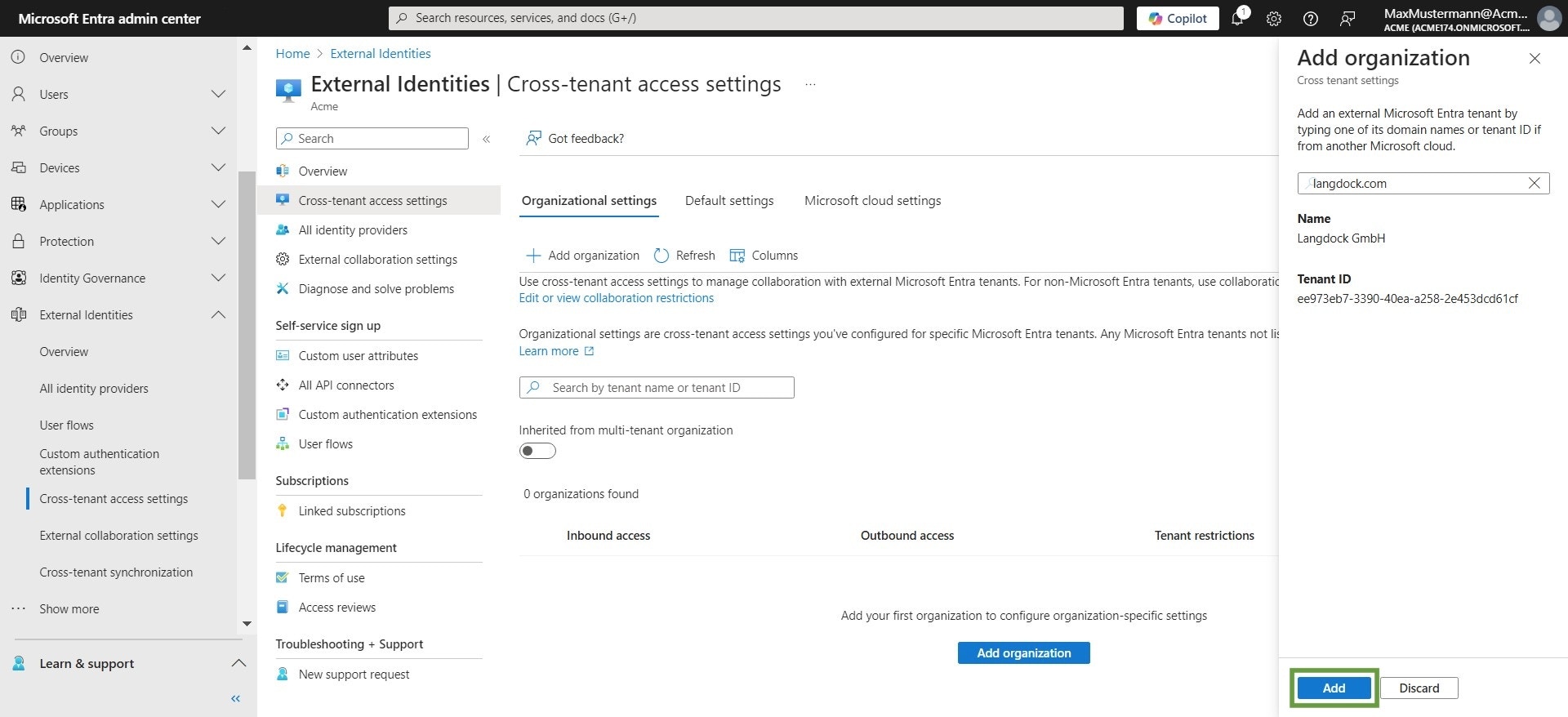 Select and click on "add"