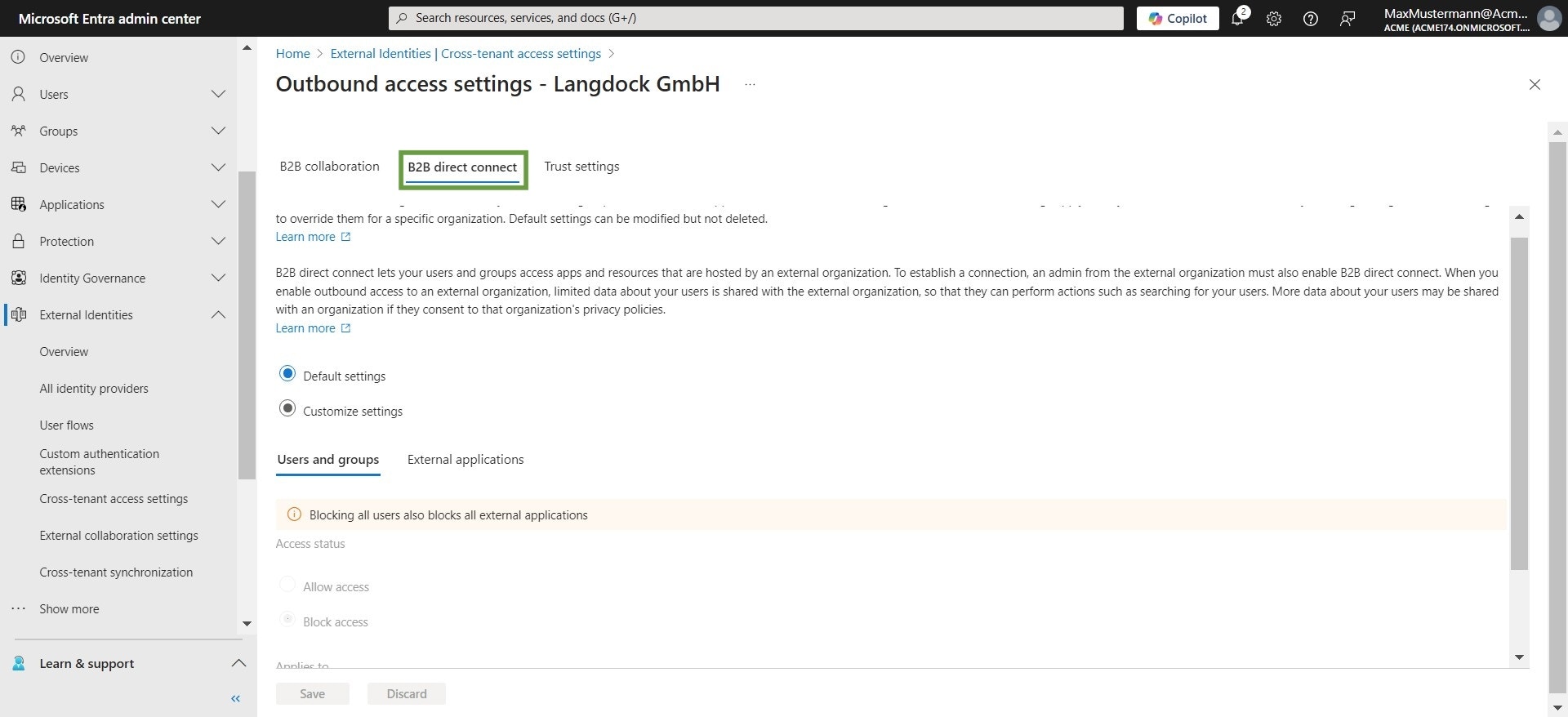 Go to B2B direct connect