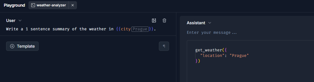 Screenshot of Variables in Langtail playground