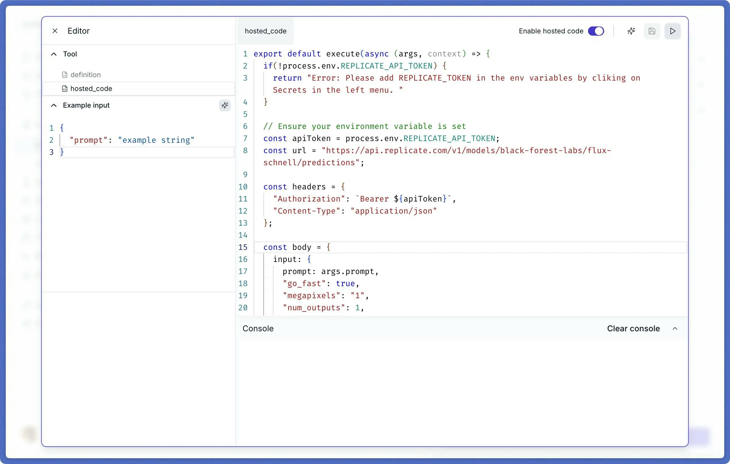 Tools with Hosted Code
