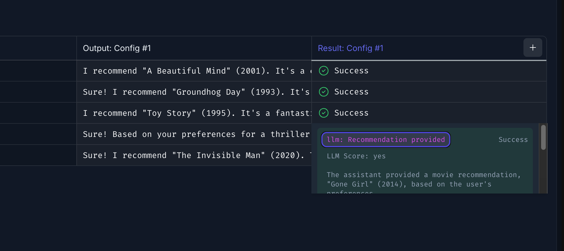 Screenshot of test execution