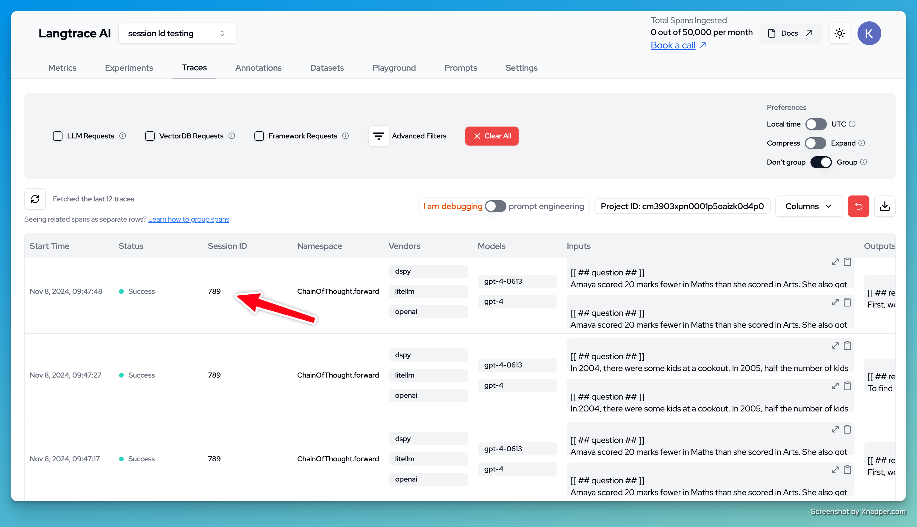Session ID in Traces