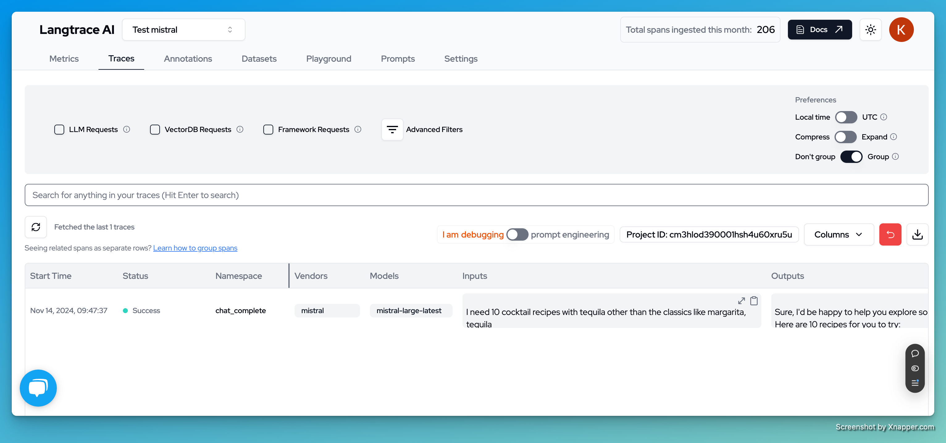 Mistral AI Traces Overview