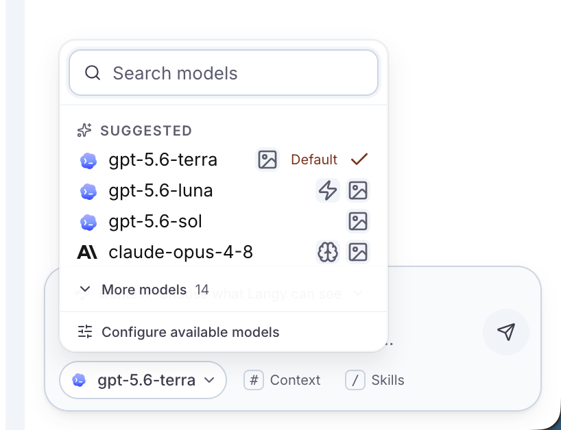 Langy model picker