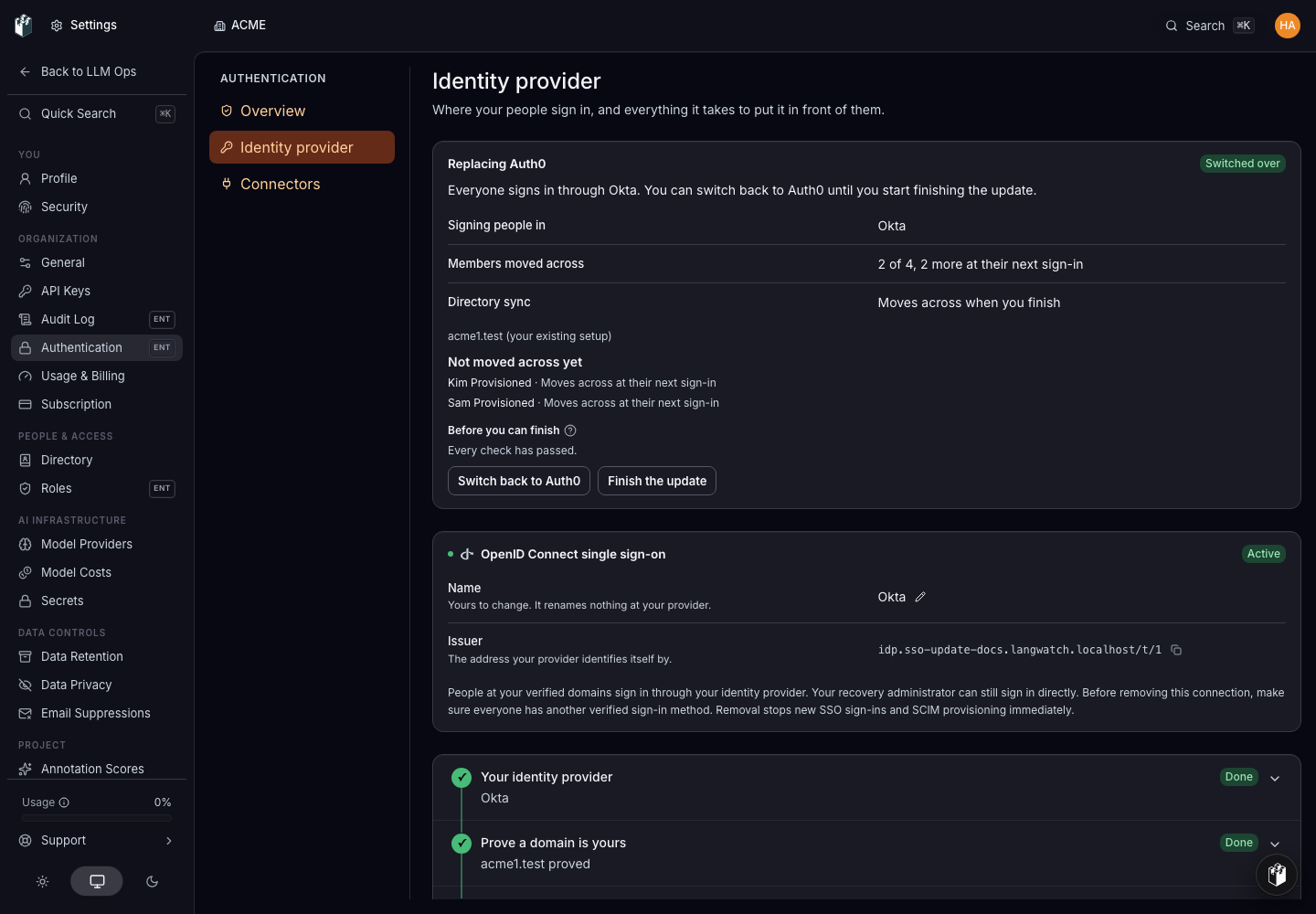 Every check has passed, and Finish the update is available.
