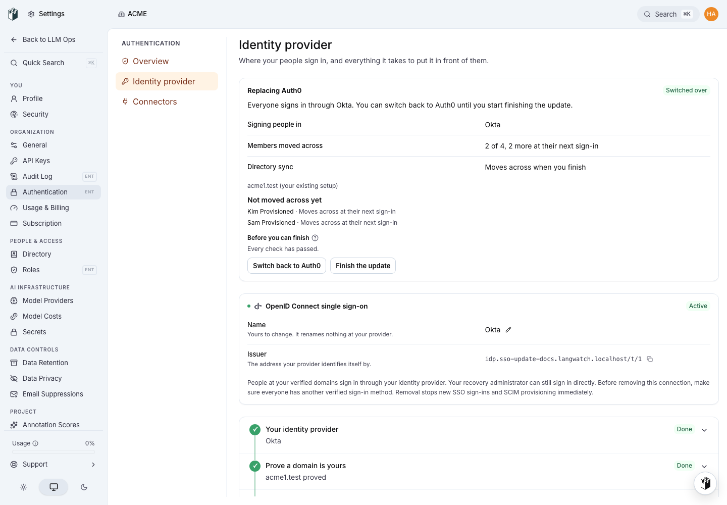 Every check has passed, and Finish the update is available.