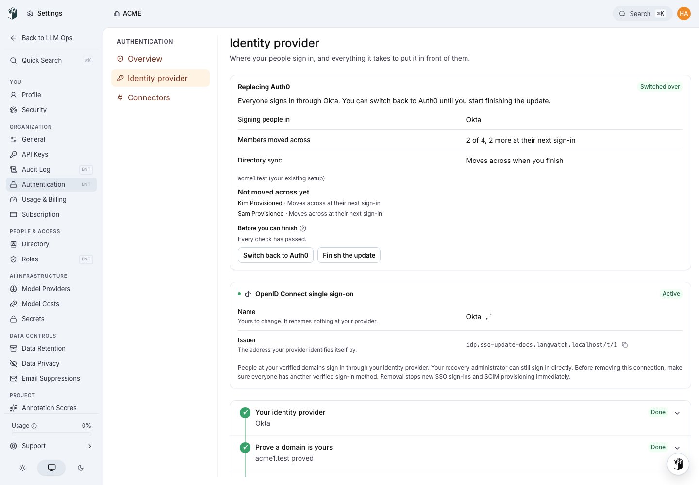 Every check has passed, and Finish the update is available.