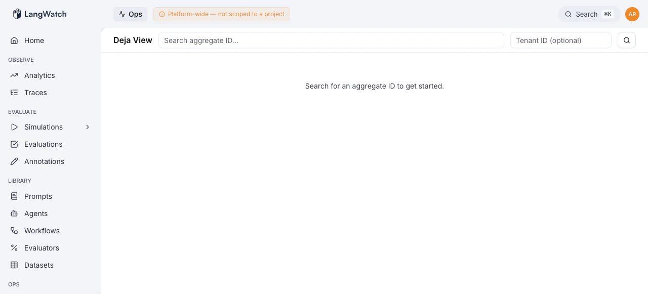 Deja View search interface