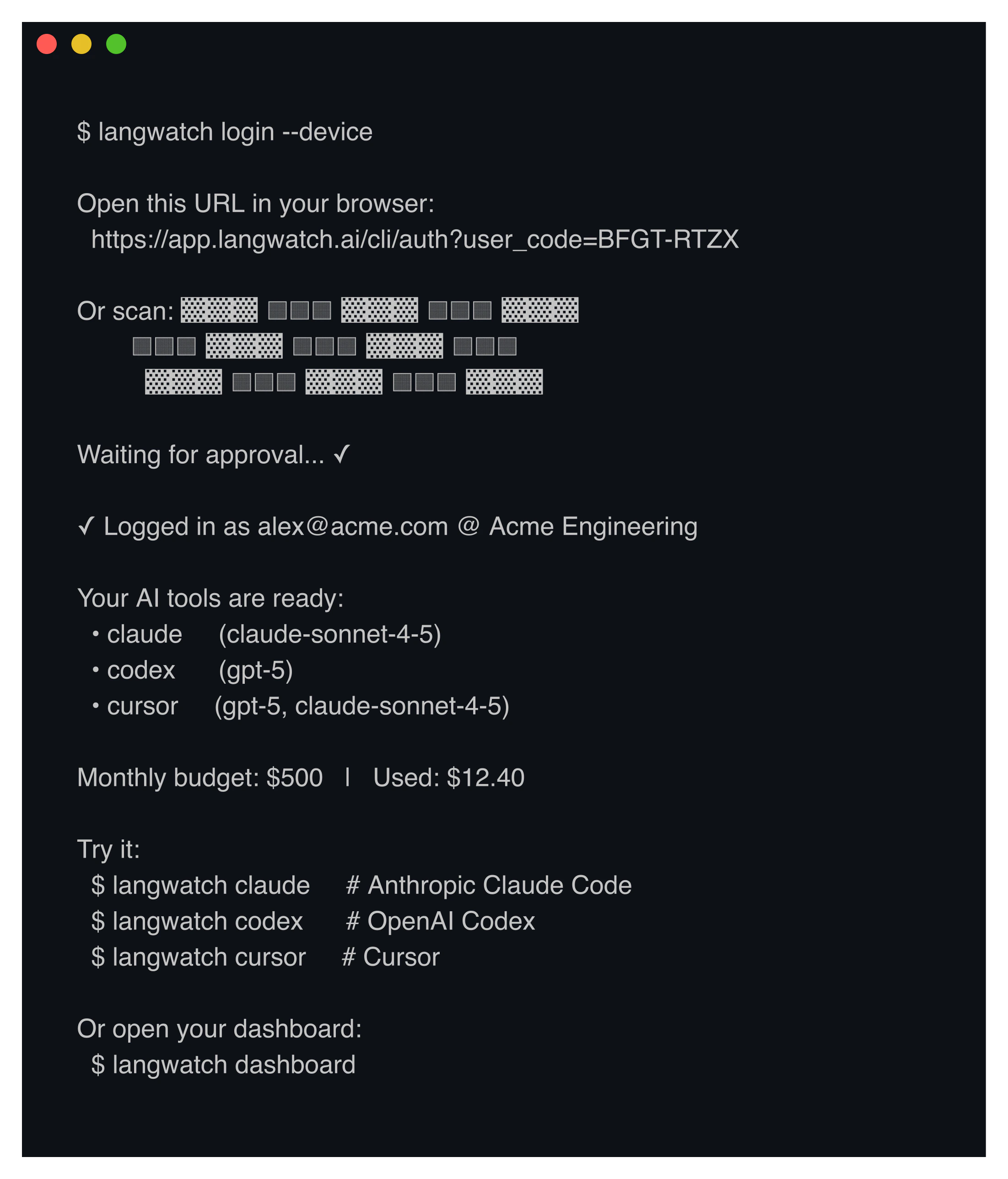 CLI login success