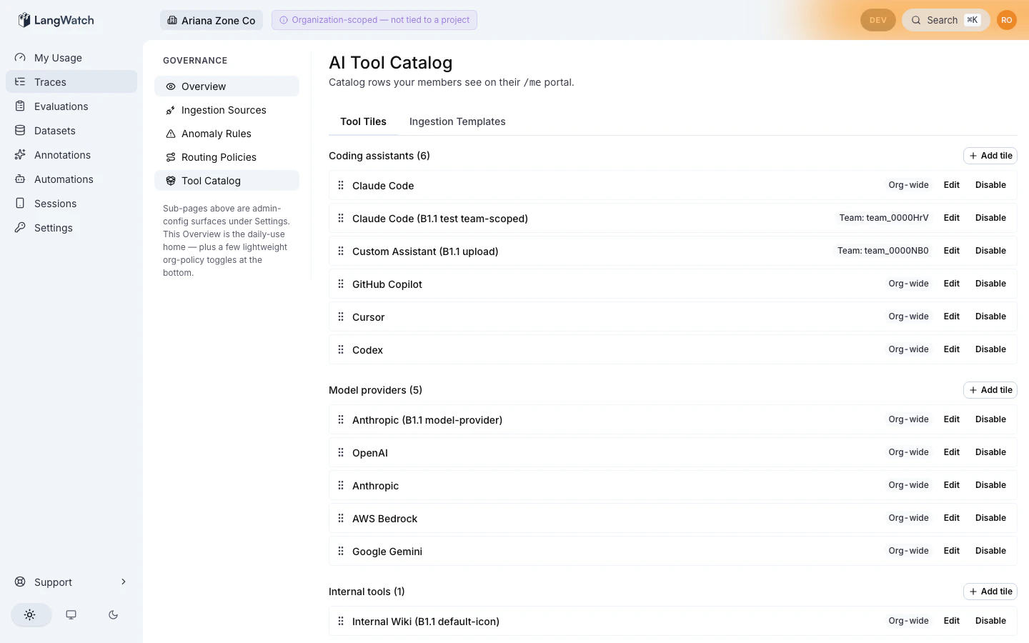 Tool catalog editor