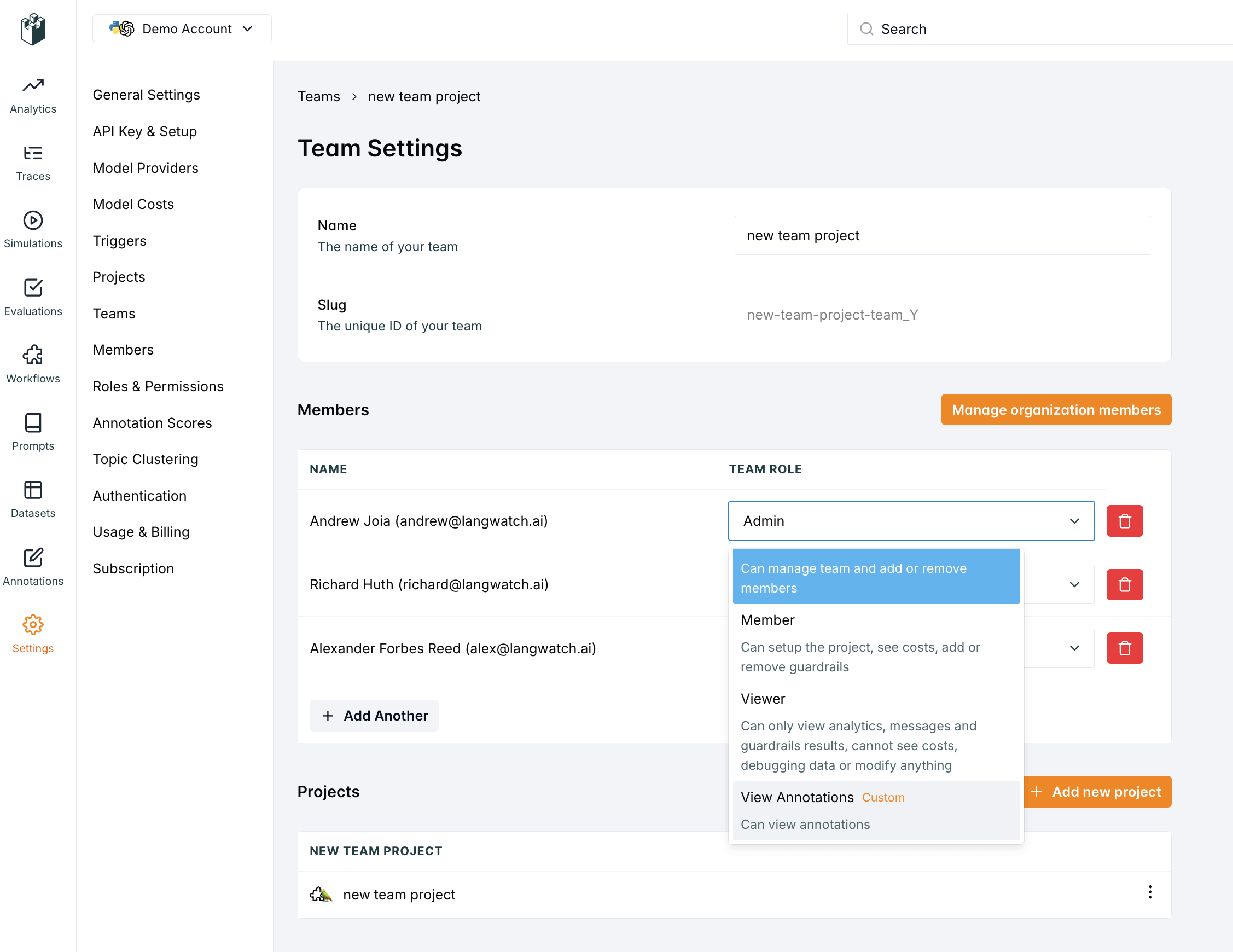 Adding Roles to Users in LangWatch