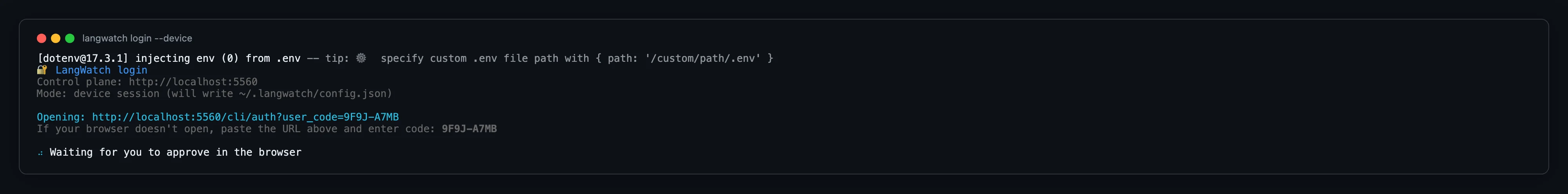 langwatch login device flow