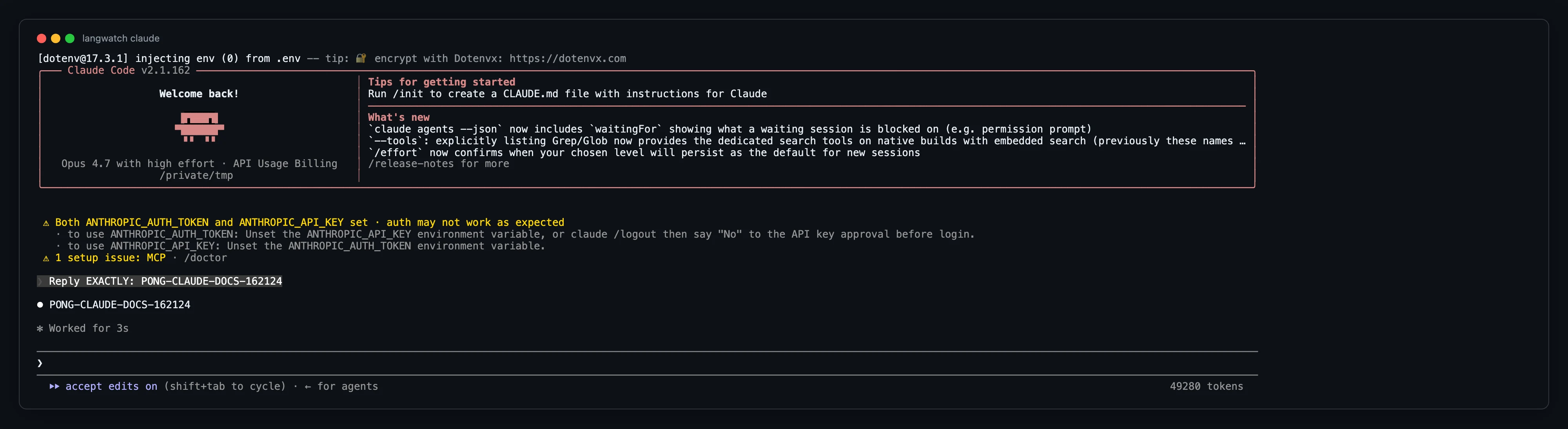 langwatch claude tmux