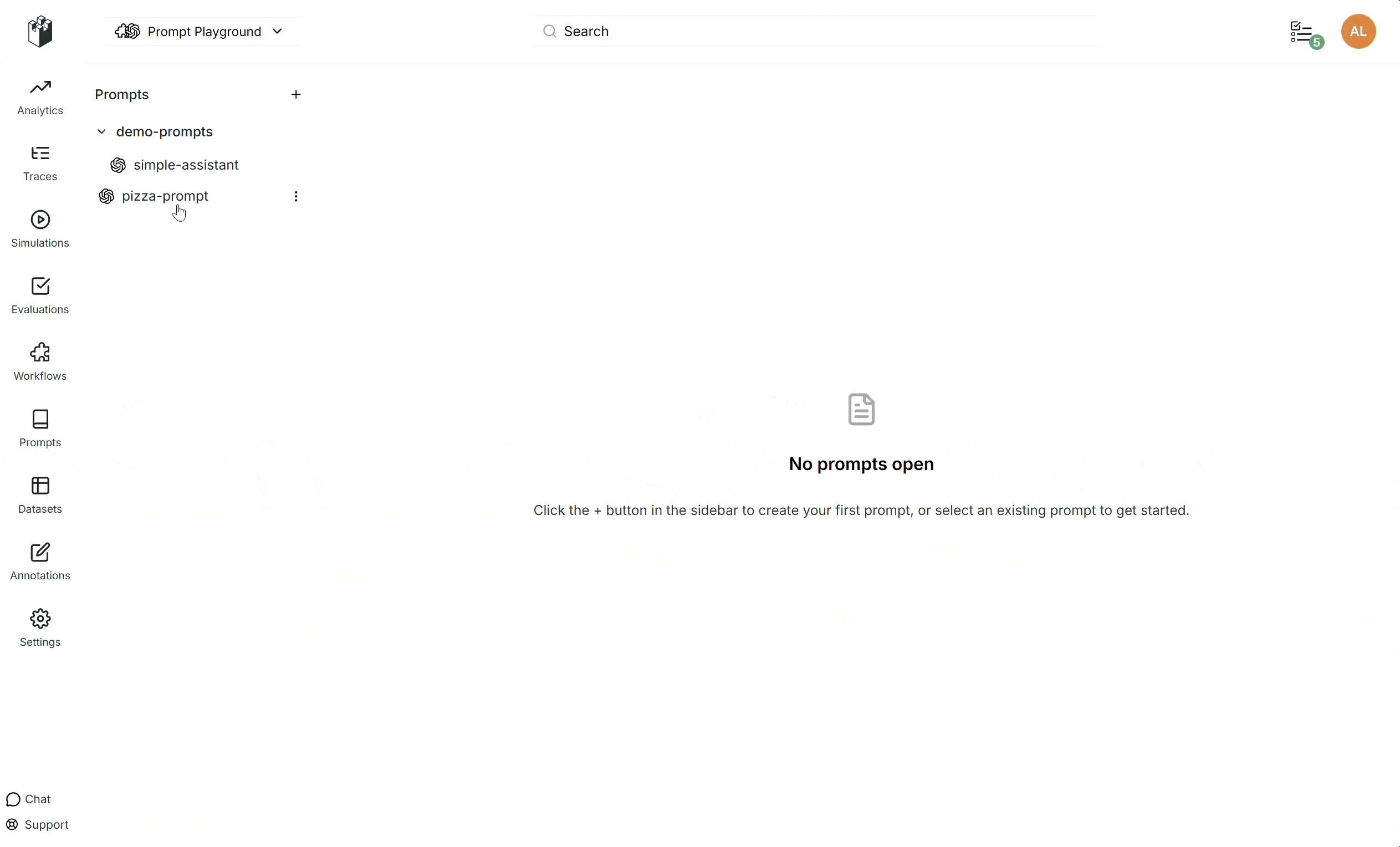Prompt Playground split view with multiple panes
