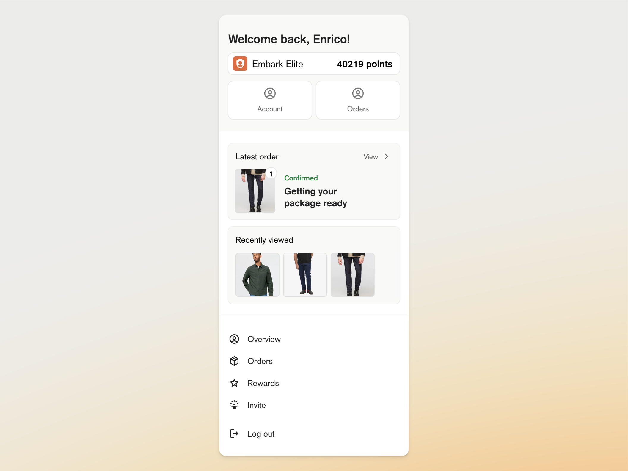 Dynamic Account Menu