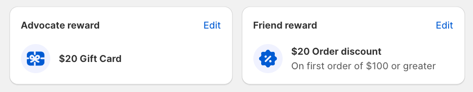 Image showing Advocate and Friend reward options in the Lantern app