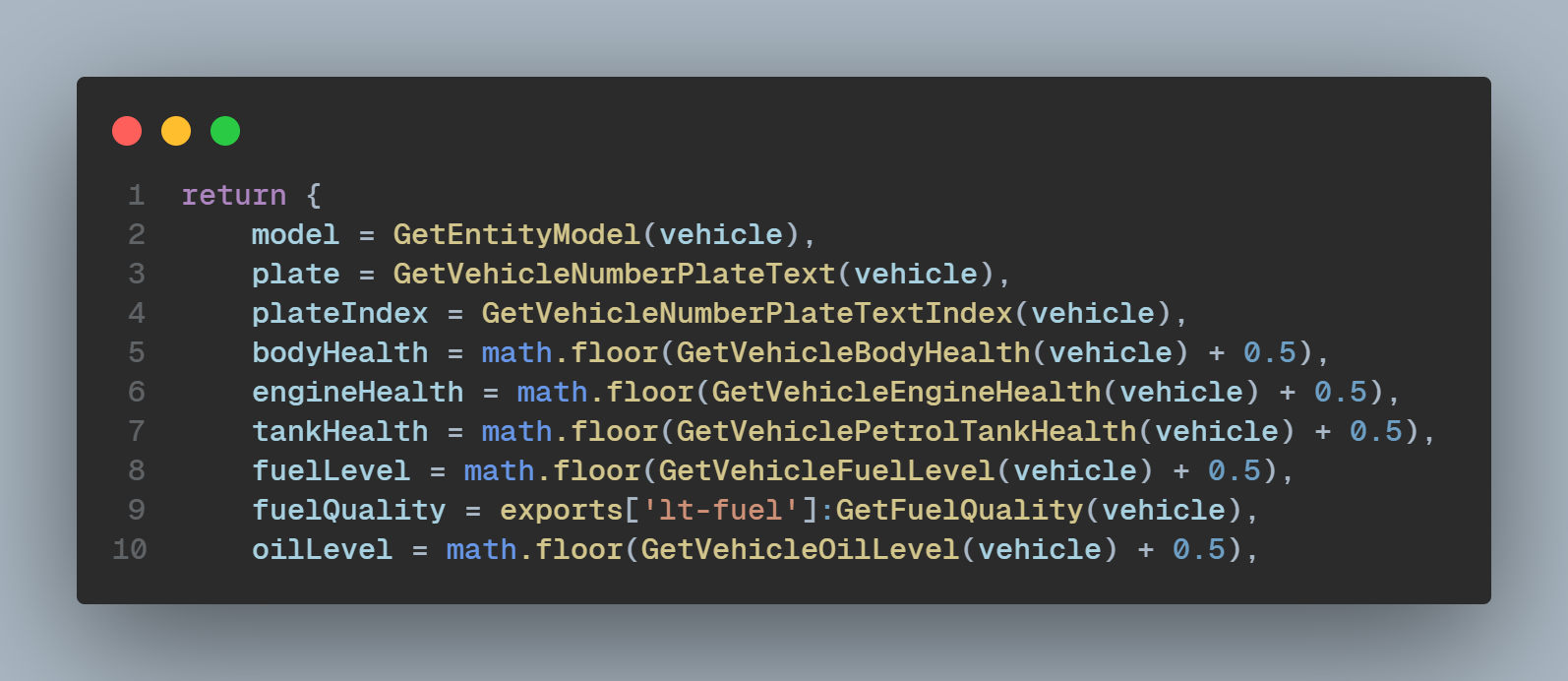 Vehicle Properties - LT Docs