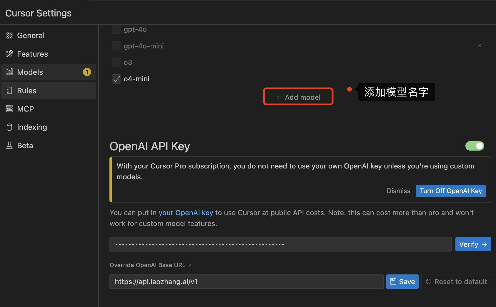 Cursor Settings Interface