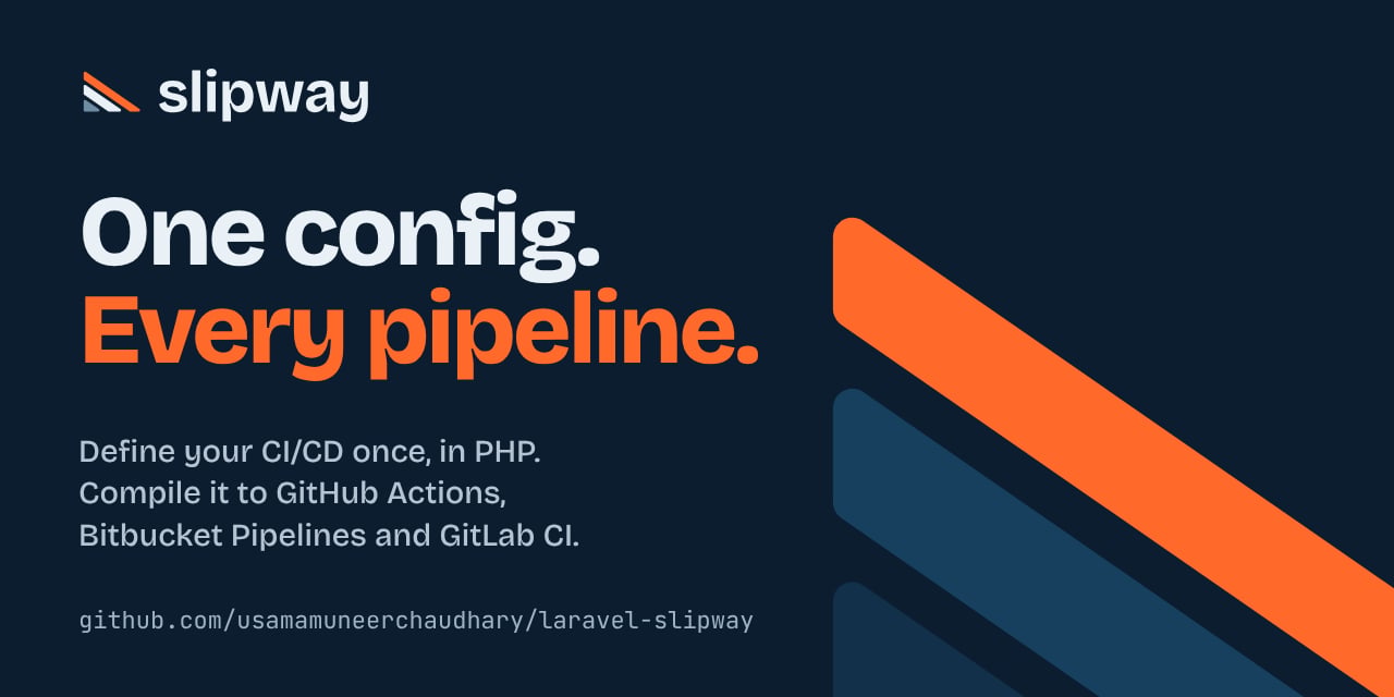 Slipway: one config, three pipelines