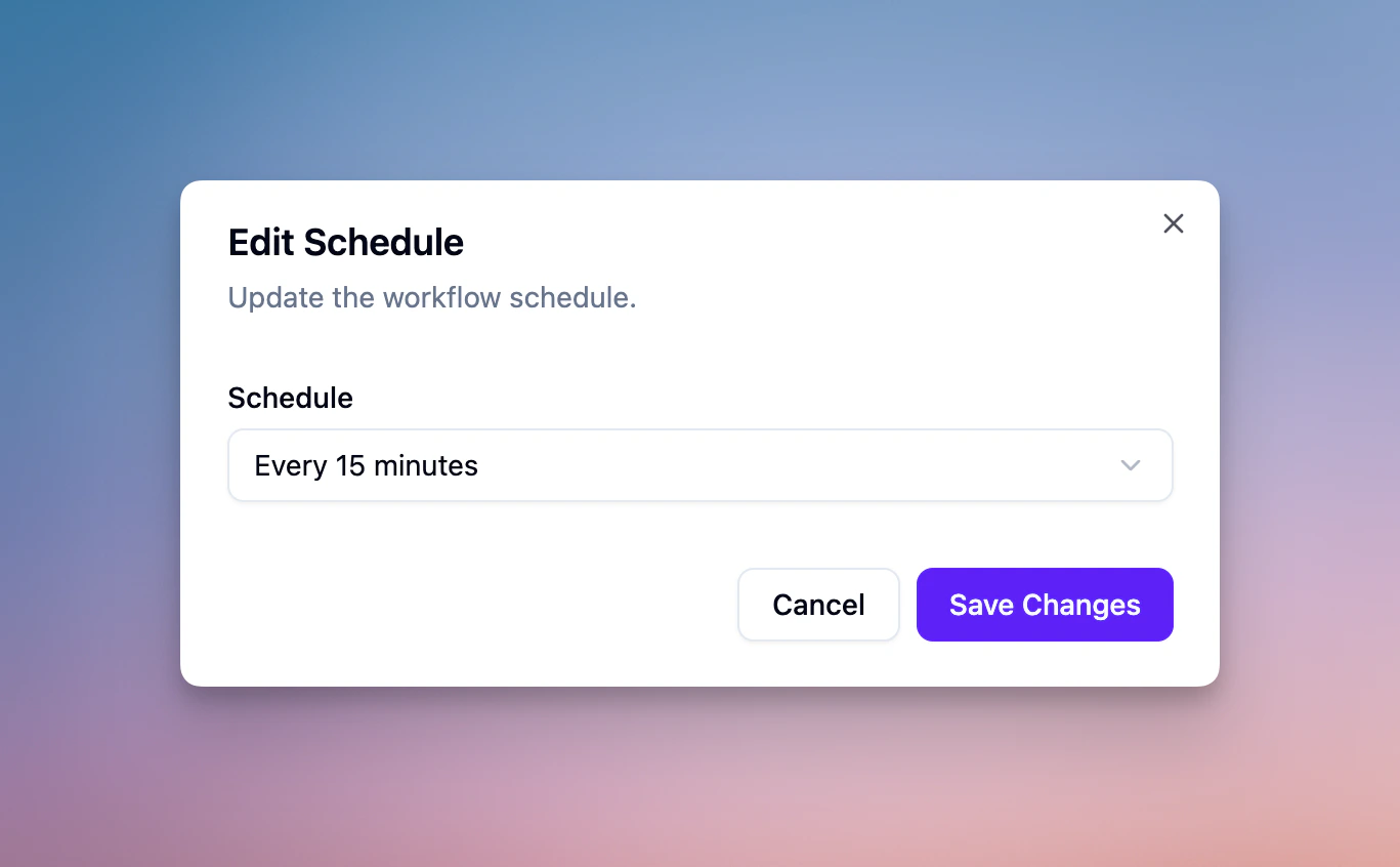 Screenshot showing the schedule editor in dashboard.