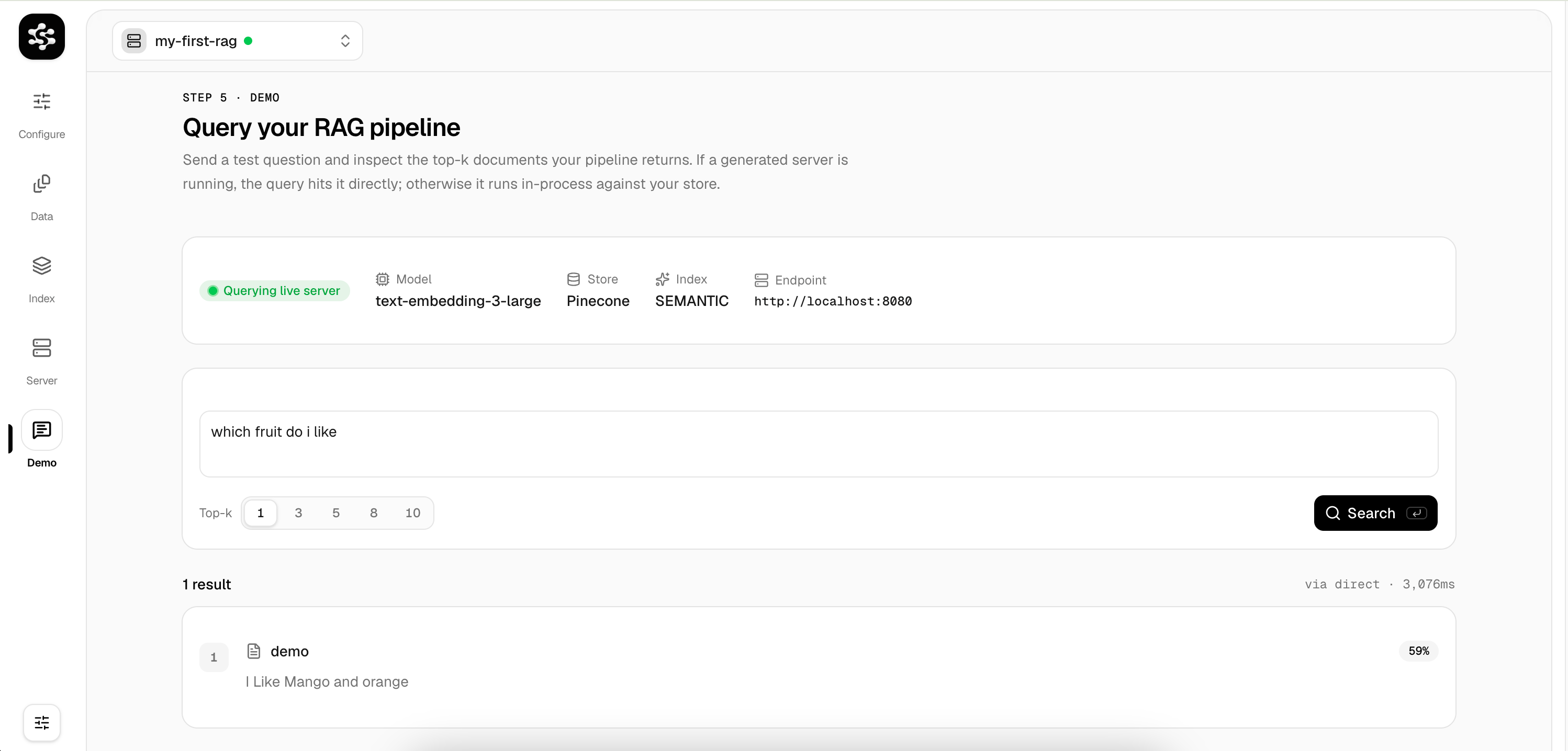 Demo query page