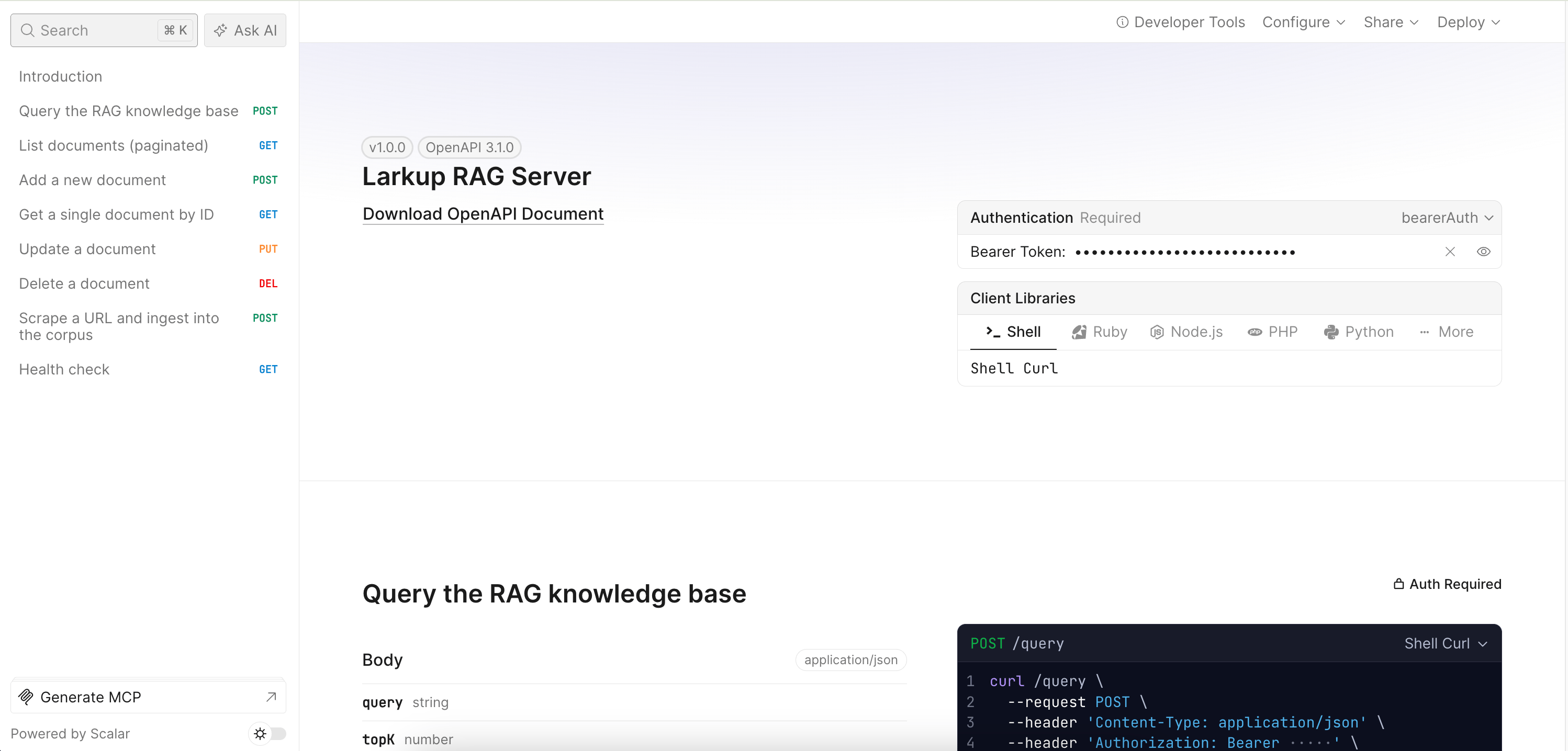 Scalar API Documentation