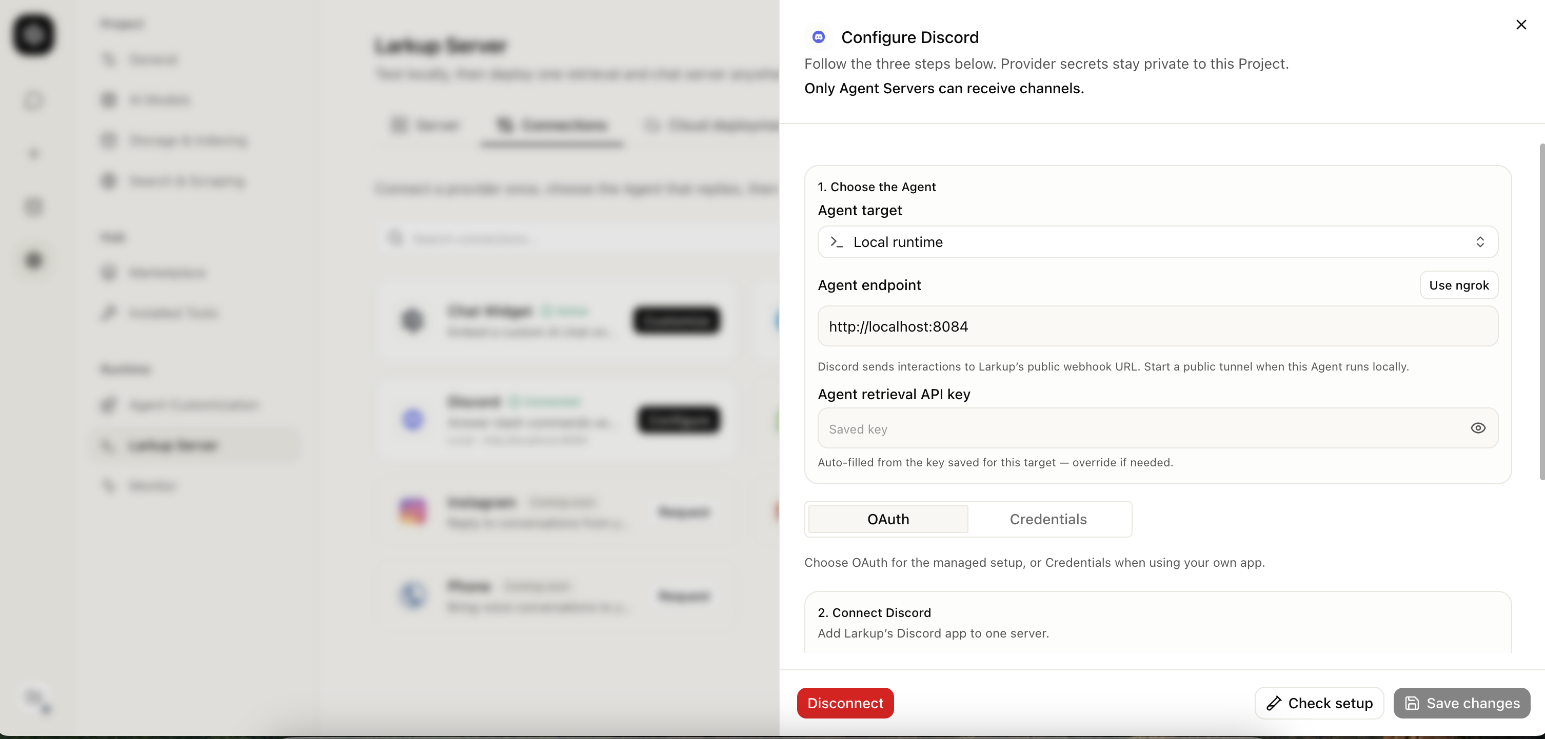 Configure Discord panel
