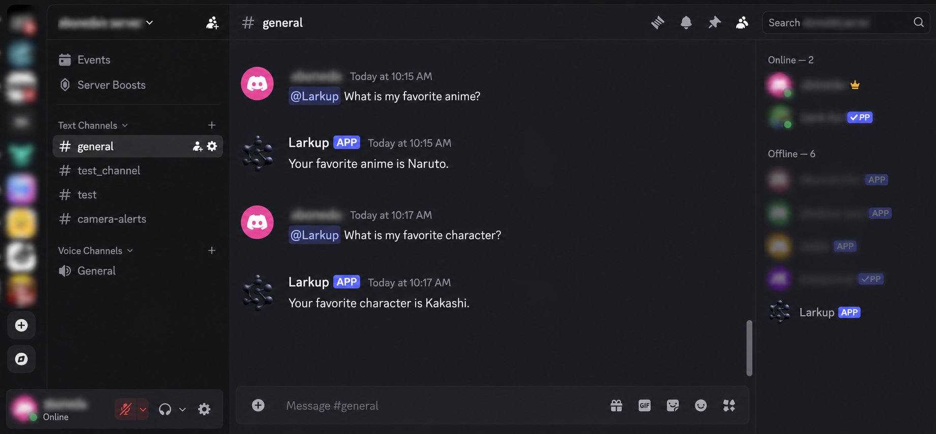Discord conversation with the Agent