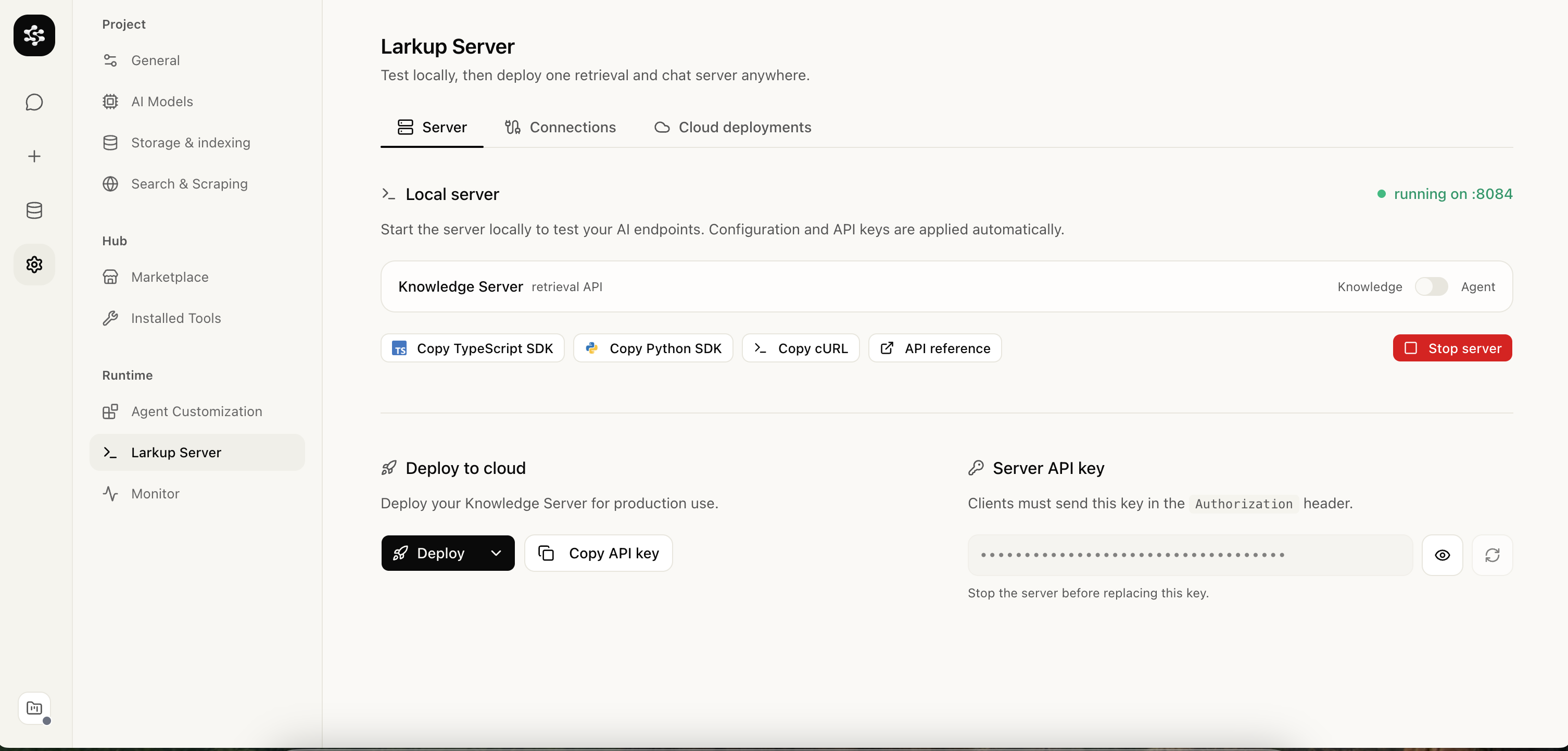 Larkup Server running locally