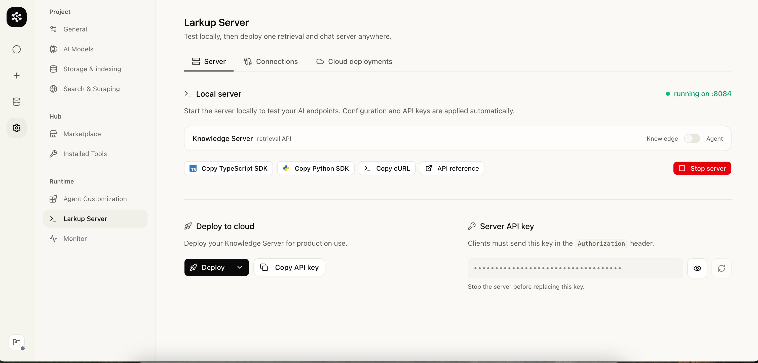 Larkup Server running locally