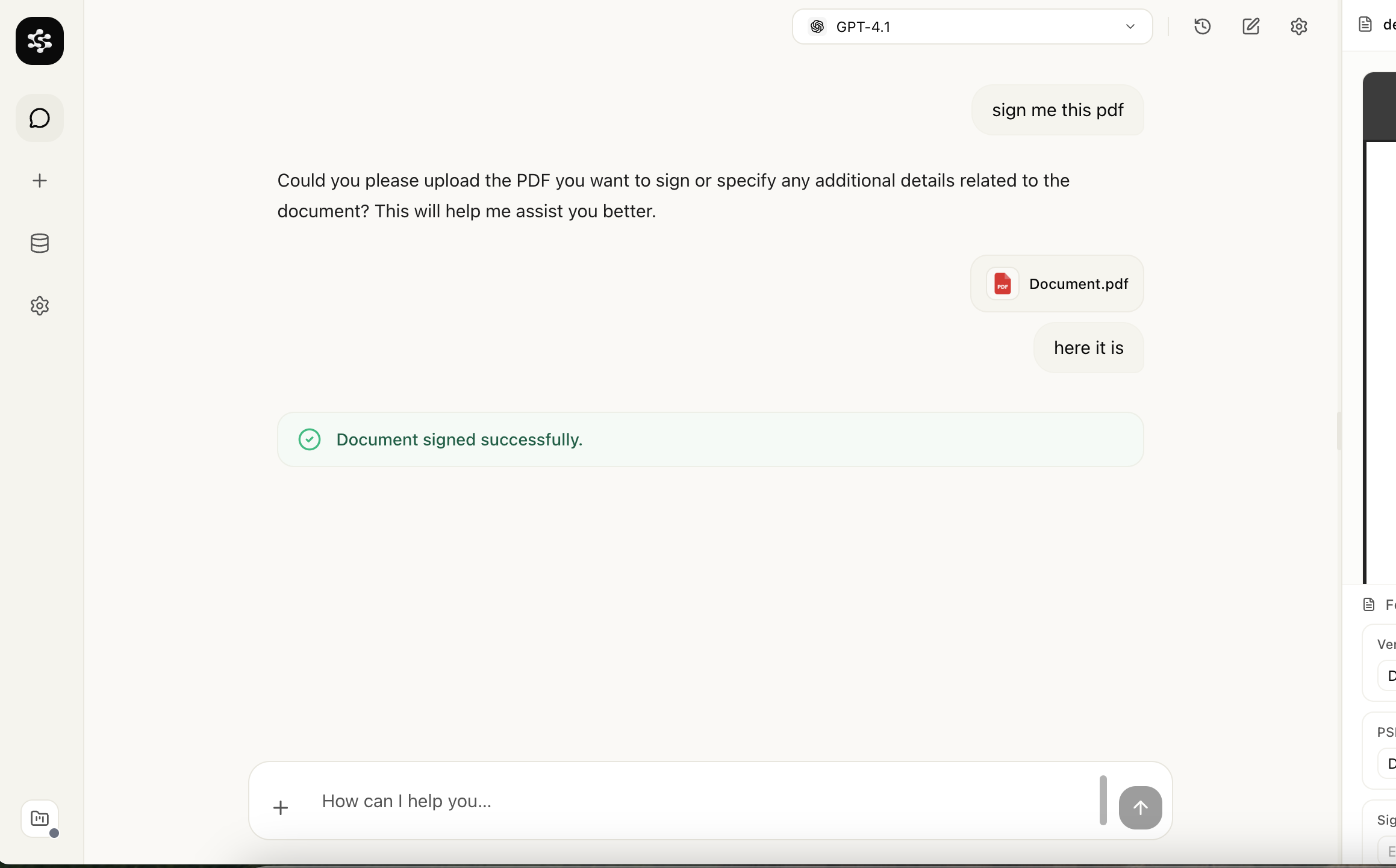 Signature confirmation with document preview