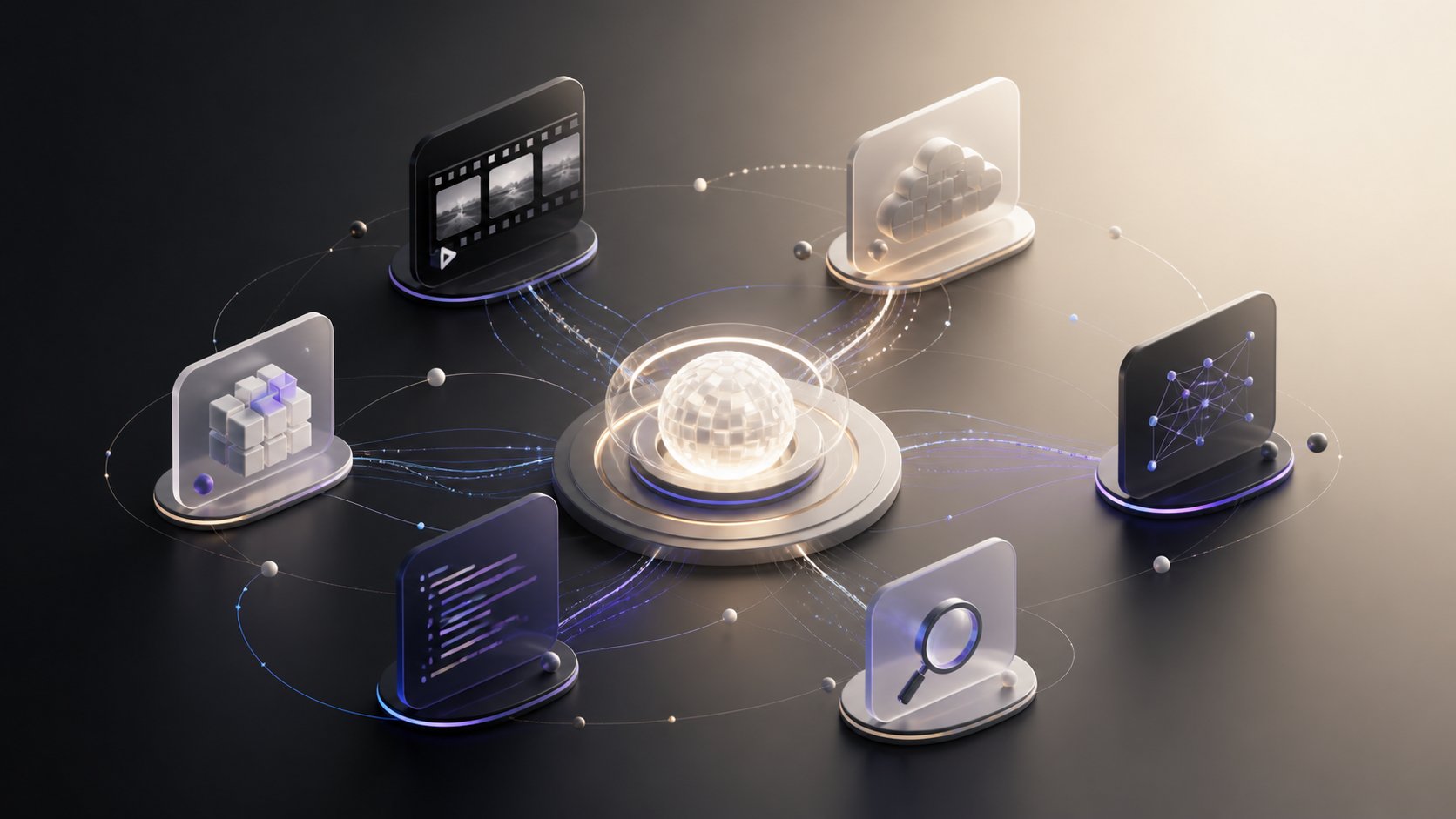 Connected tools around a central Larkup marketplace hub