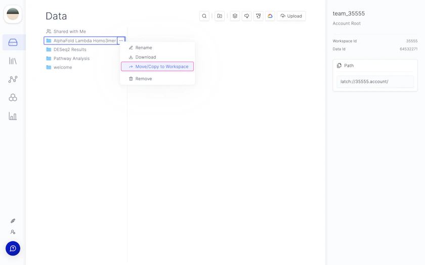 Copying and Moving Data Between Workspaces - LatchBio