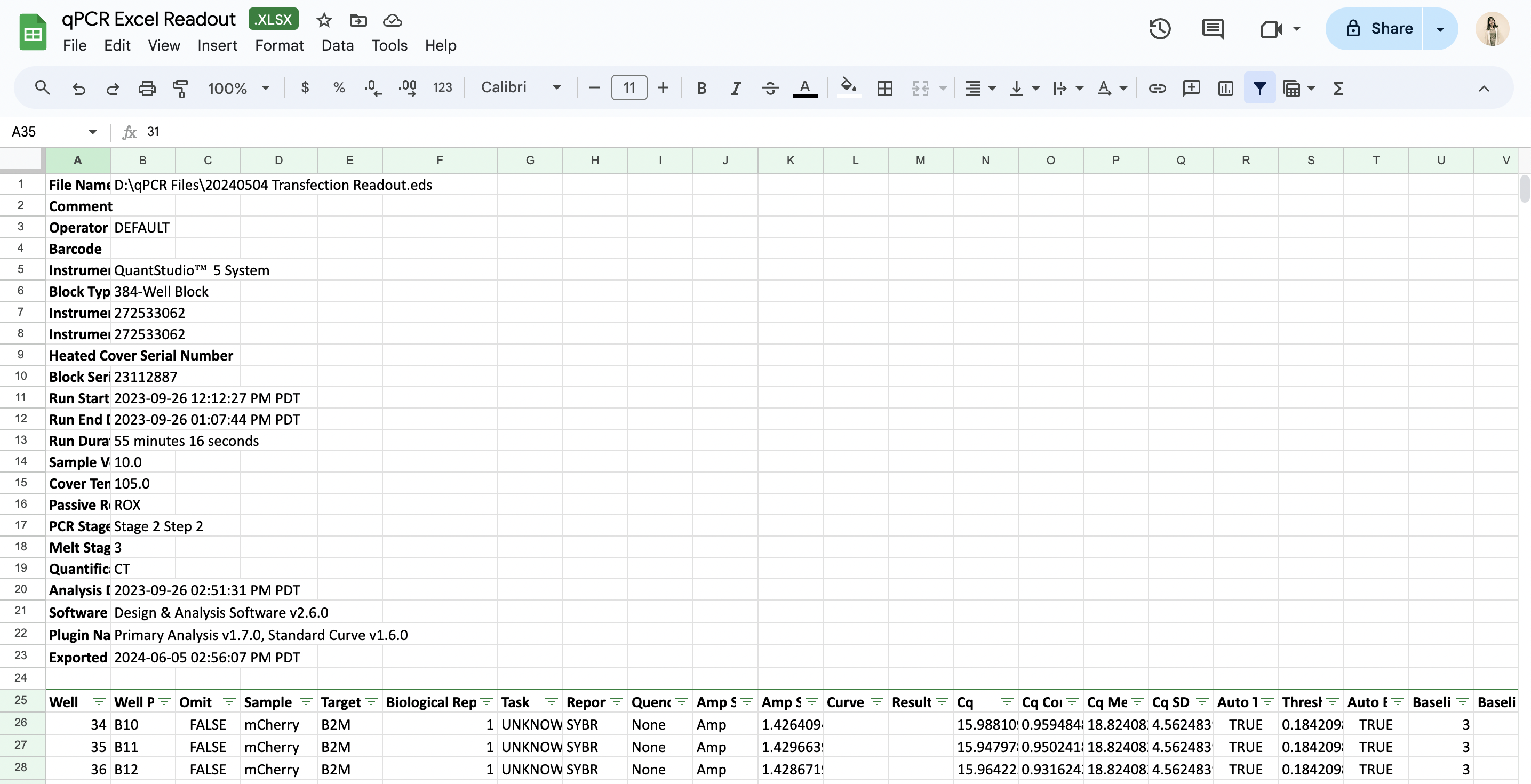 qPCR Excel