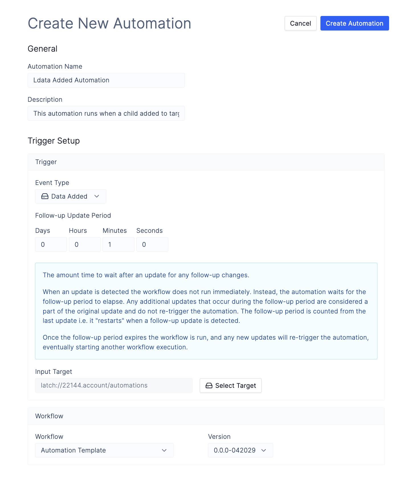 Create Ldata Automation Example