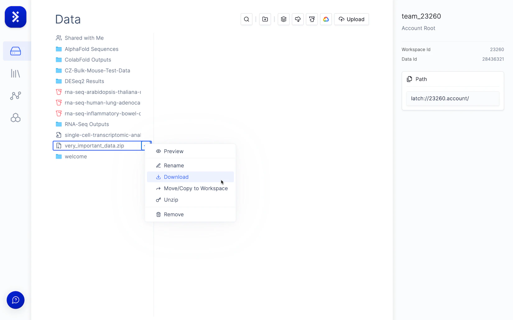 Basic Uploading and Downloading - LatchBio