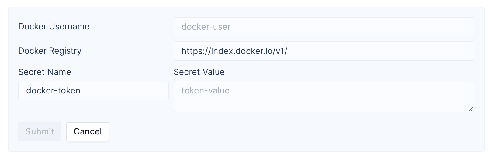 Input Registry Credentials