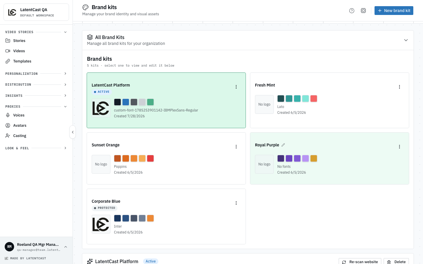The brand kits page