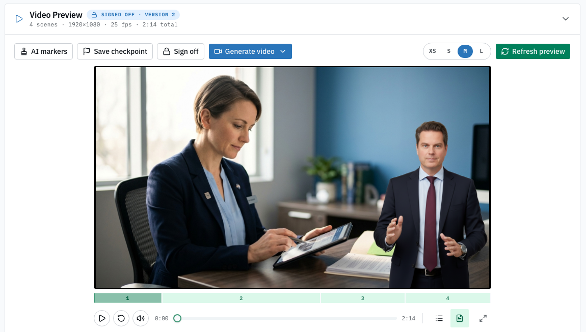 A video story open in the editor