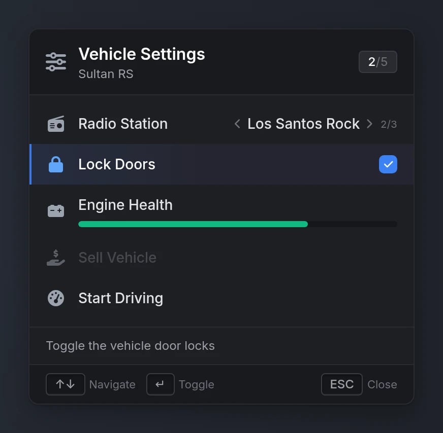 List Menu Preview