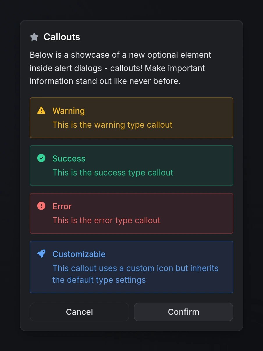 Alert dialog callouts example