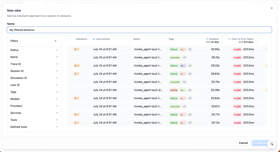 The new-view modal filtering a behavior down to a subset of sessions
