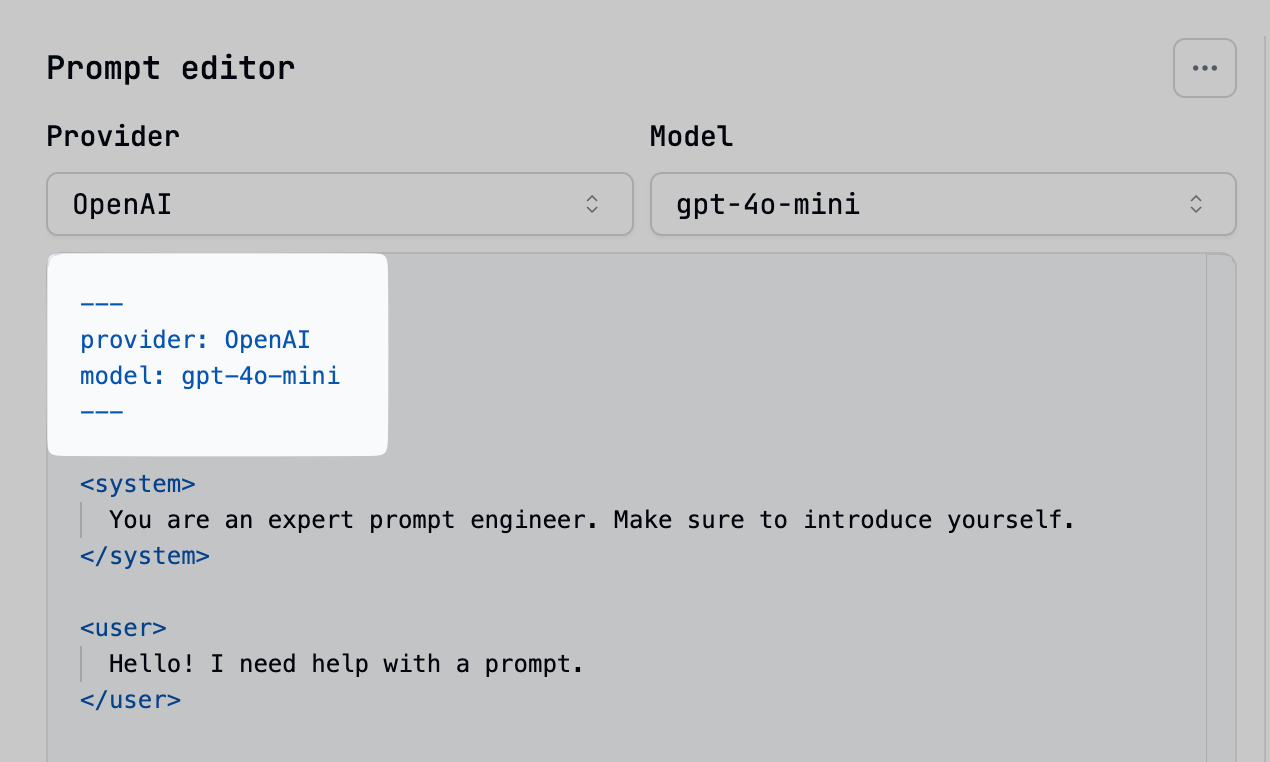 Prompt configuration section