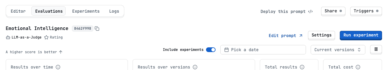 Evaluation settings button