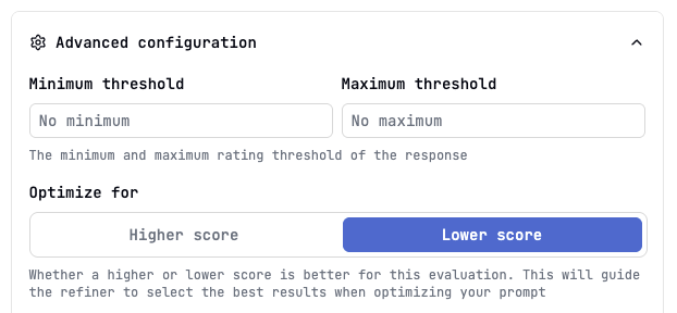 Evaluation negative setting