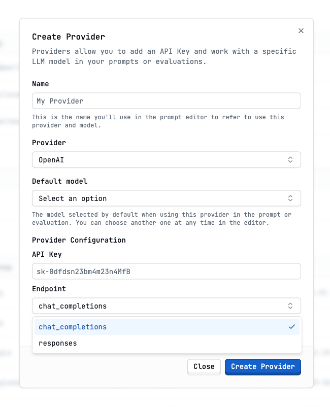 Create an OpenAI provider