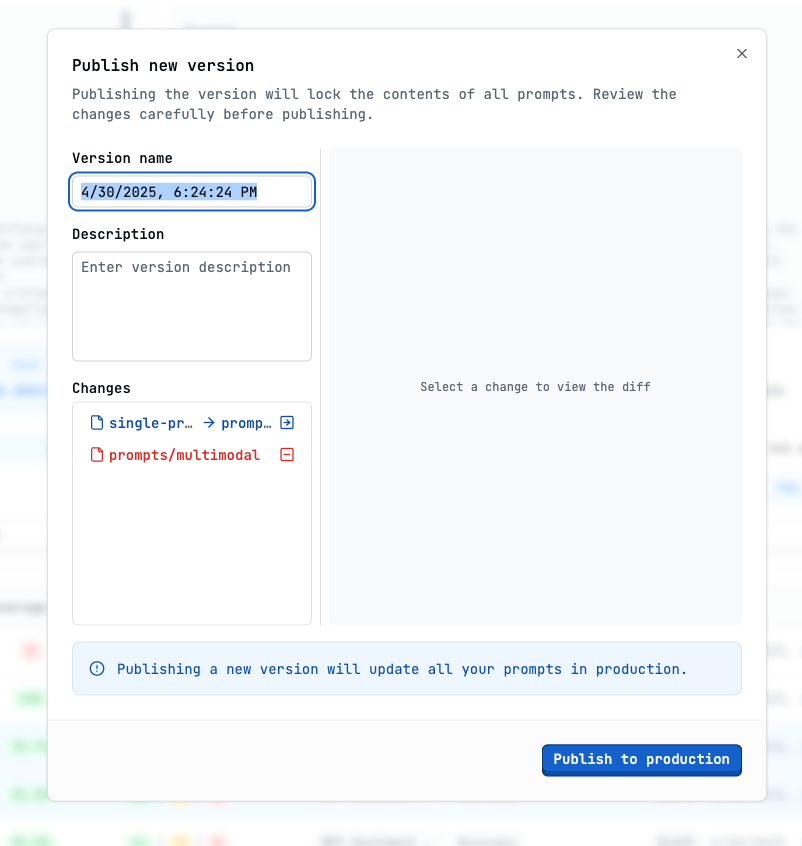Publish Prompt modal
