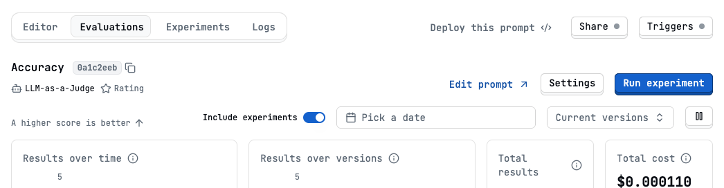 Open experiment modal