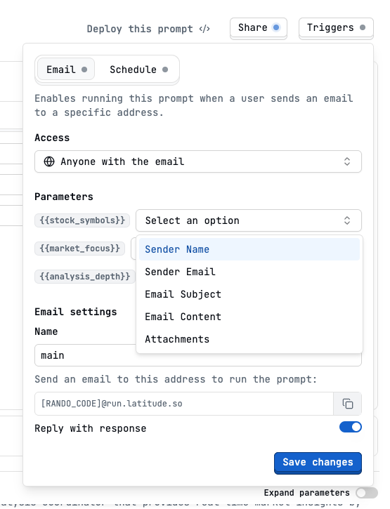 Email Trigger Configuration